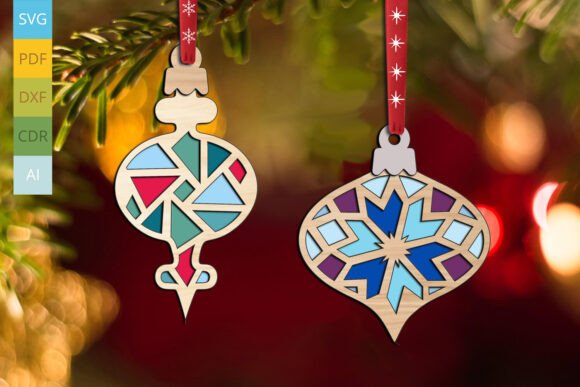2 Christmas Farm Barn Quilt Ornaments Pr in Winter Amp