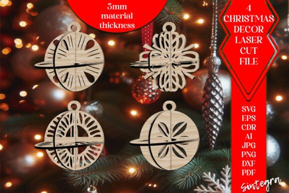 3D Christmas Balls Set SVG Laser Cut V2 for Winter Amp Branding