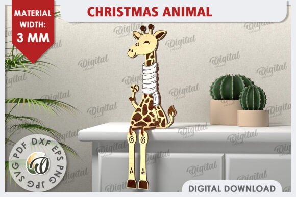 3D Christmas Giraffe Laser Cut Design: A Festive Visual for Winter Amp Campaigns