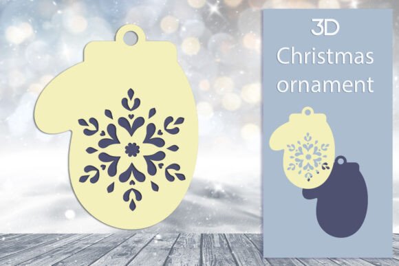 3D Christmas Mitten with Snowflake: A Festive Graphic for Local Business Branding
