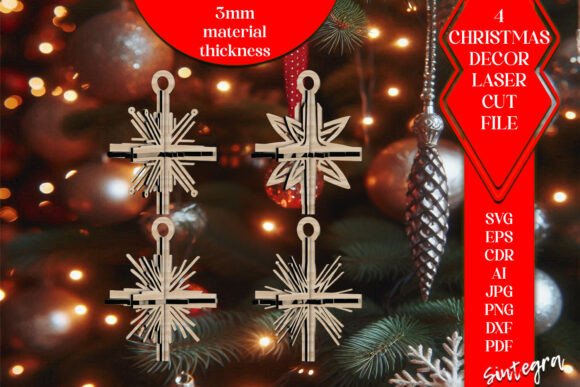 3D Christmas Stars Set SVG Laser Cut V11