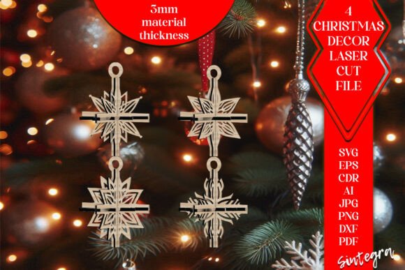 3D Christmas Stars Set SVG Laser Cut V15