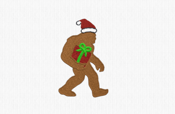 Bigfoot with Christmas Present – A Woodland Graphic for Seasonal Merch