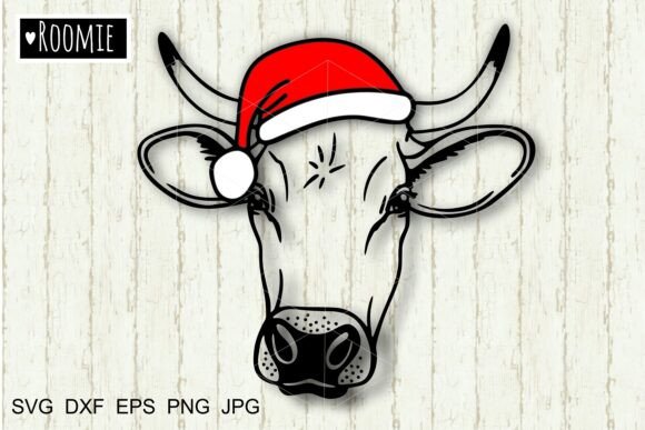 Christmas Cow Santa Animals Svg for Real Embroidery Projects