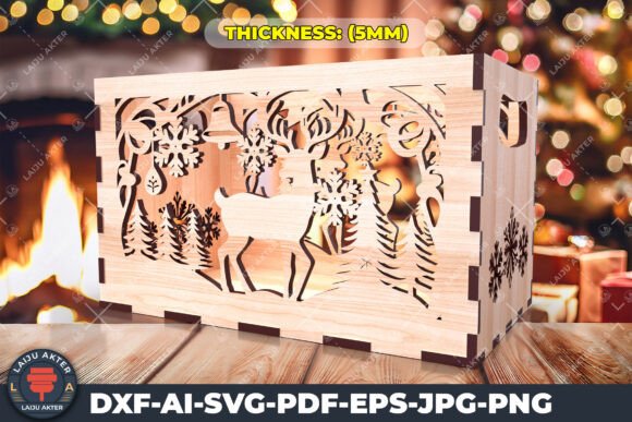 Christmas Laser Cut Storage Gift Box 02 Winter Amp