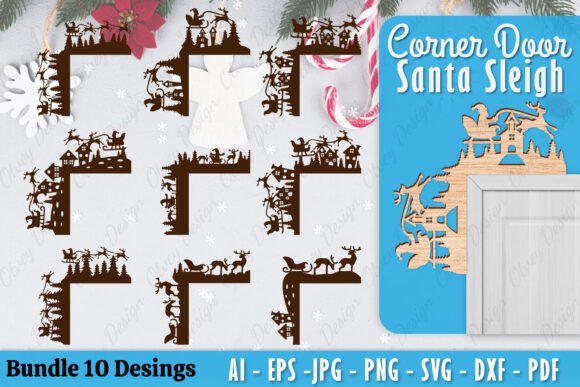 Christmas Santa Sleigh Door Corner Laser for Winter Amp Branding
