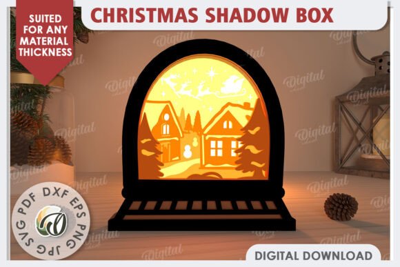 Christmas Shadow Box Laser Cut: A Festive Graphic Design Asset for Crafters