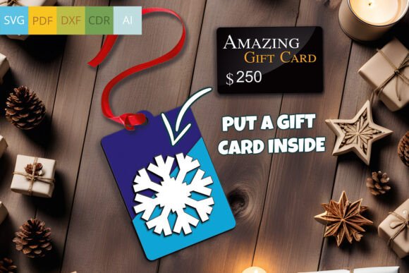 Christmas Snowflake Gift Card Money SVG for Cards