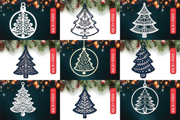 Christmas Tree Ornament Cut File Bundle for Ornaments