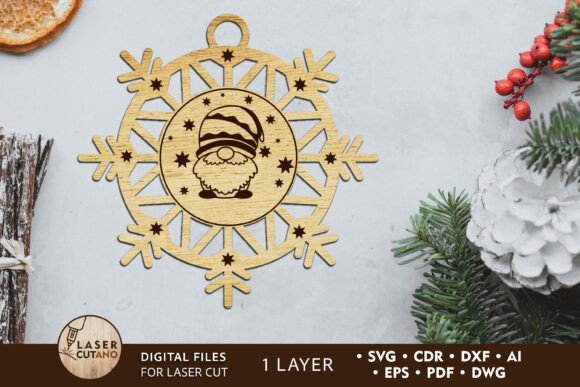 Christmas Tree Toy with Gnome Cut File for Ornaments