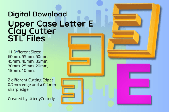 Clay Cutter STL File Upper Case Letter E Review for Tools