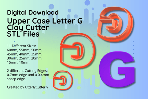 Clay Cutter STL File Upper Case Letter G: Tools for Brand Identity