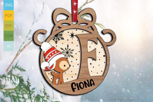 Deer Letter F Ornament: A Festive Graphic Design Asset for Winter Amp Campaigns