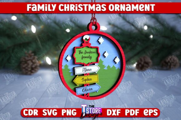 Family Christmas Ornament Gift Idea: A Festive Graphic Design Asset for Winter Amp Creations