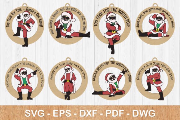 Funny Christmas Santa Ornament Bundle for Winter Amp Branding