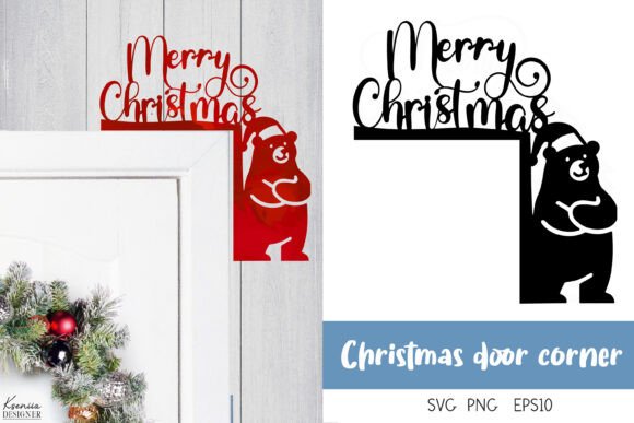 Merry Christmas Door Corner Design: A Seasonal Graphic Asset for Winter Amp Content
