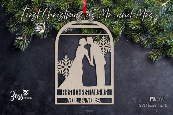 Newlywed Christmas Ornament Laser SVG for Winter Amp Creations